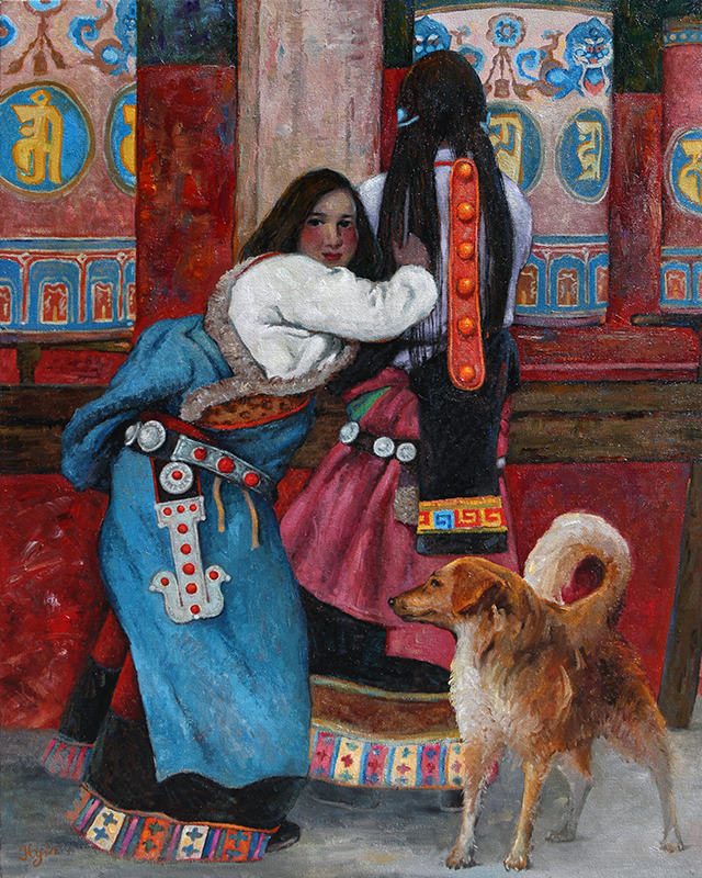 Oil painting Tibetan women