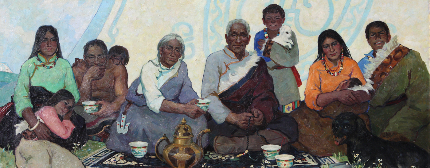 Oil Painting Tibetan Family Culture