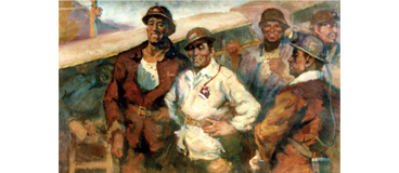 Yan Sun original coal miner oil painting