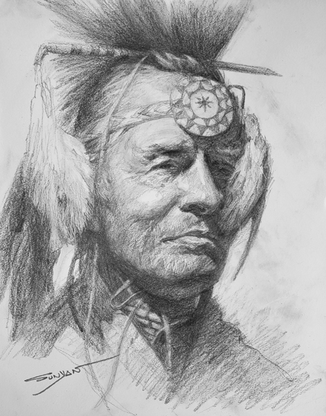 Yan Sun Drawing Art: An American Indian Man