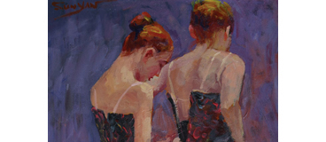 Ballerinas are preparing for stage acrylic painting by Yan Sun