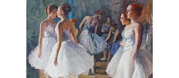 oil painting Ballerinas at the back stage