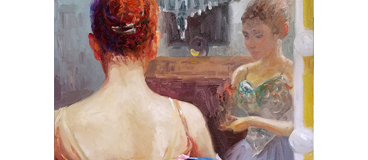 oil painting Ballerina in front of mirror